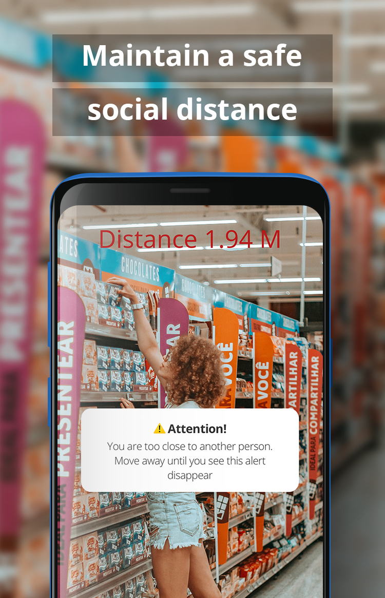 Screenshot of AR app to keep social distance